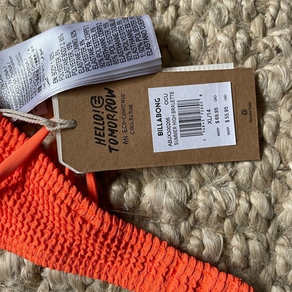 Billabong  ribbed orange bikini size 14/XL - Picture 3 of 3